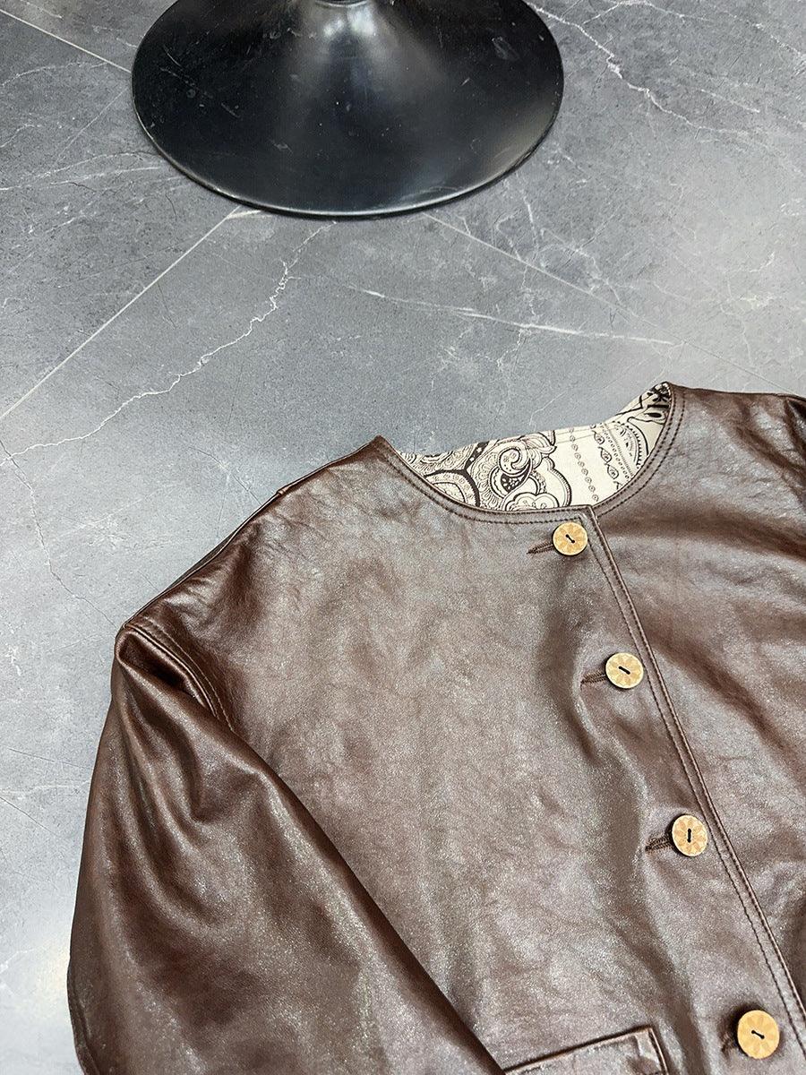 Women Leather Bomber Jacket Oil Waxed