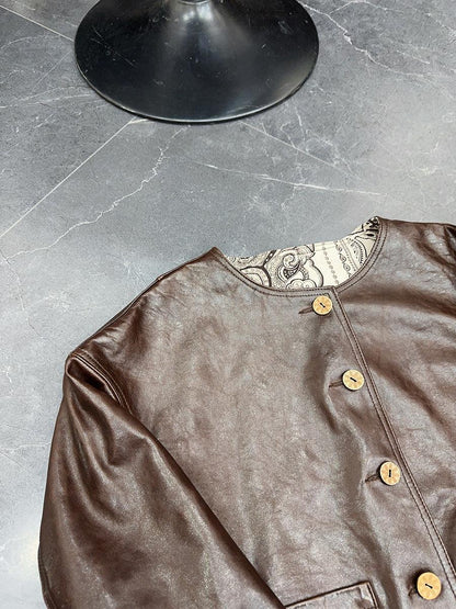 Women Leather Bomber Jacket Oil Waxed