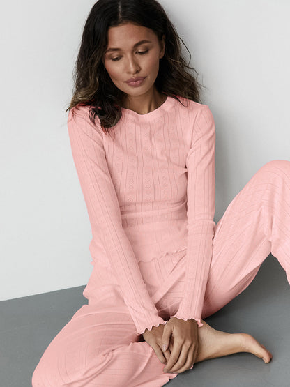 White pointelle knit lounge set 1 S