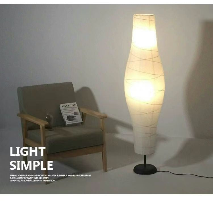 Nordic rice paper column floor lamp 2 light