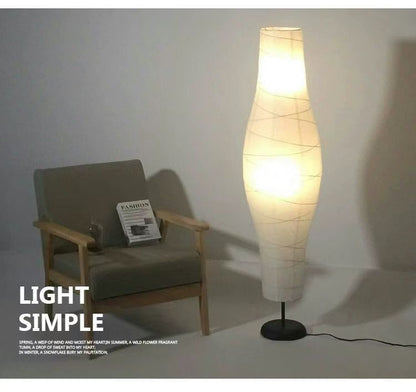 Nordic rice paper column floor lamp 2 light