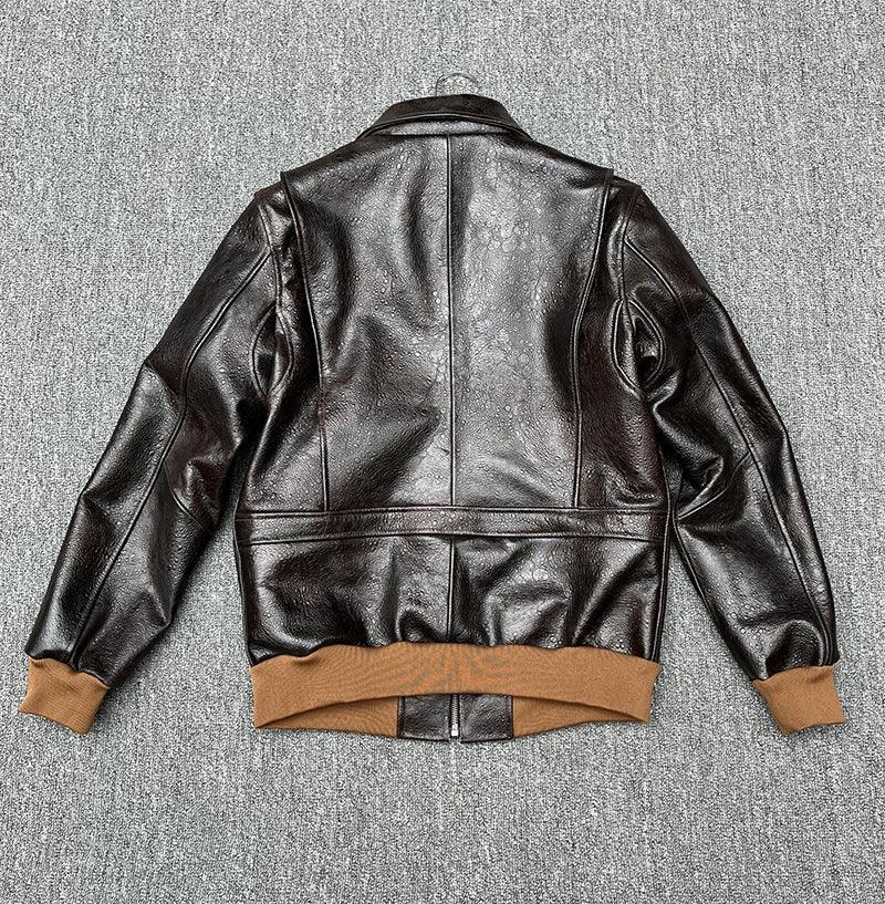 Men’s Heat-Stamped Cowhide Leather Aviator Jacket