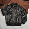 Retro oversized leather flight jacket with dropped shoulder