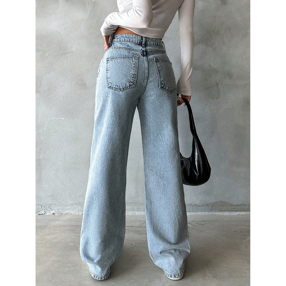 Straight-Leg Denim Jeans