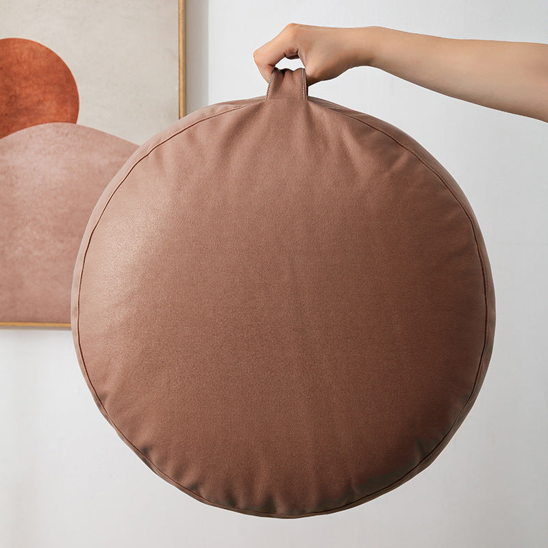 Faux Leather Pouf Ottoman Cover with Carry Handle