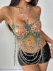 Handmade beaded halter body chain top