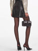 Women’s Black Leather Mini Skirt High Waist A-Line with Belt