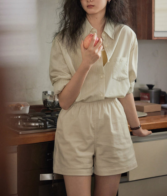 Women's Drop Shoulder Long Sleeve Striped Shirt