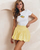 Women High Waist A-Line Bud Skirt Summer Puff Hem Mini Skirt