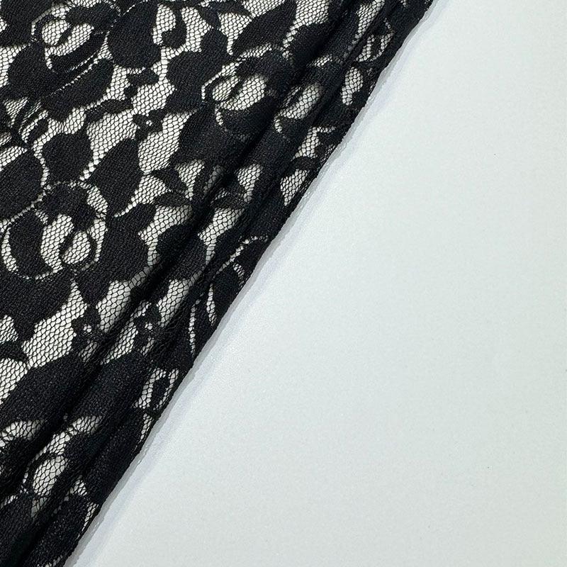 Black deep v lace long bodycon dress