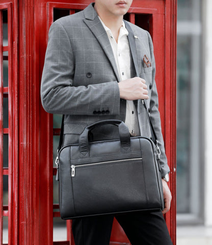 Men's Full Grain Leather Office Bag Briefcase for 13.5" Laptop