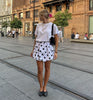 Women Flower Polka Dot Bubble Mini High Skirt