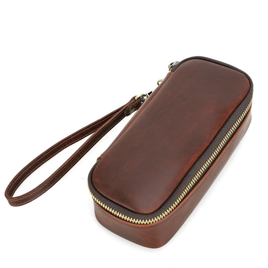 Vintage Crazy Horse Cowhide Leather Pipe Bag