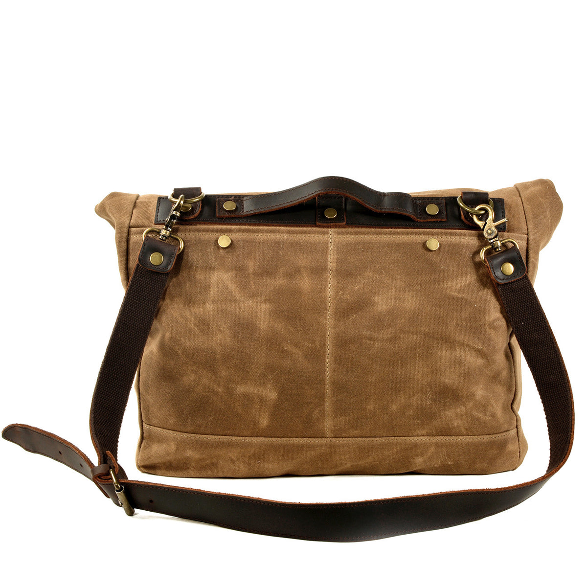 Canvas Courier Bag for Men with Waxed Canvas and Cowhide Leather