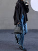 Hand Woven Real Leather Black Tote Crossbody Purse