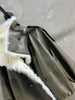 Women’s Olive Green Leather Jacket with Real Fur Collar