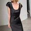 Bias Cut Satin Silk Long Dress Women Summer Maxi Triacetate