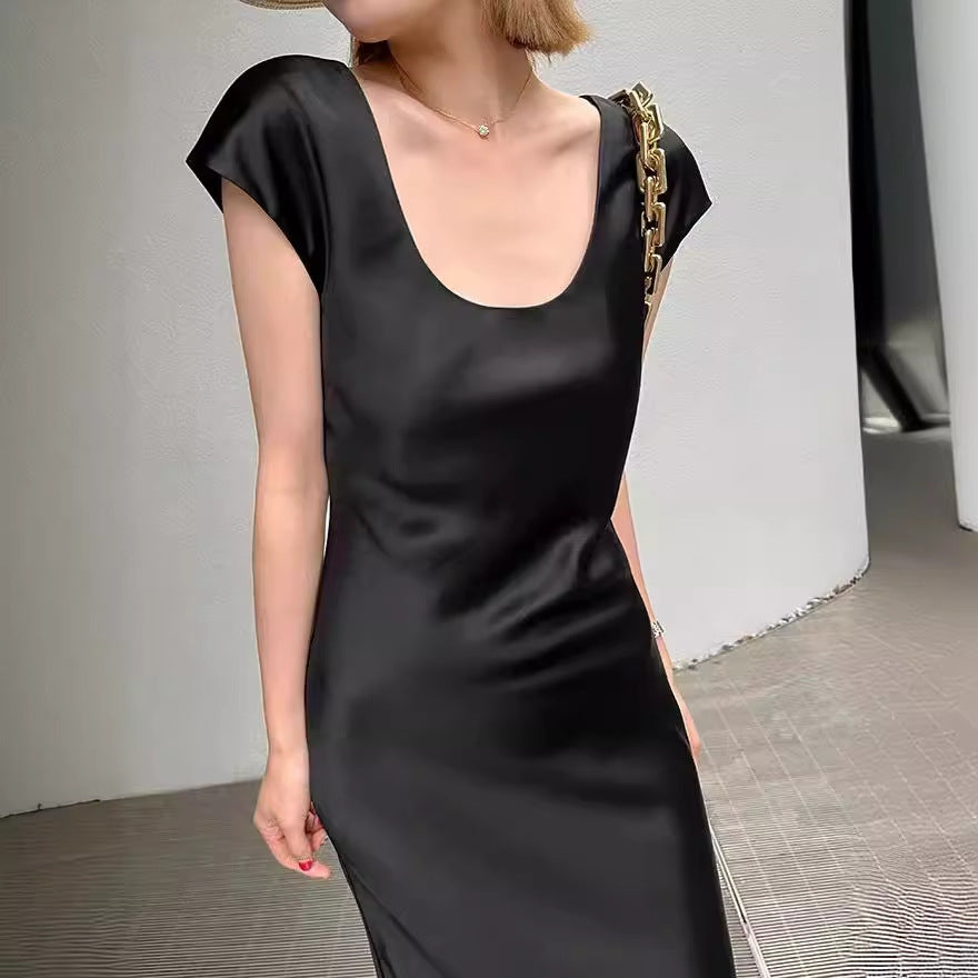 Bias Cut Satin Silk Long Dress Women Summer Maxi Triacetate