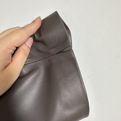 Womens genuine leather high waisted cropped pants