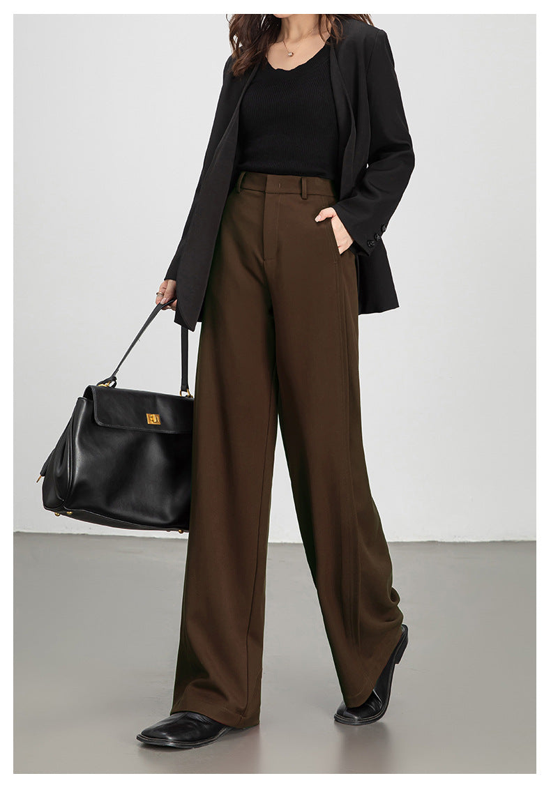 Women casual pants with high waist drape