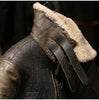 Men Shearling Bomber Leather Jacket With Wool Lining