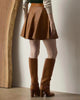 Women’s Leather Mini Skirt High Waist Pleated Umbrella Style