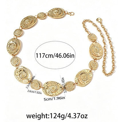 Gold Waist Chain with Nautilus Medallion Design