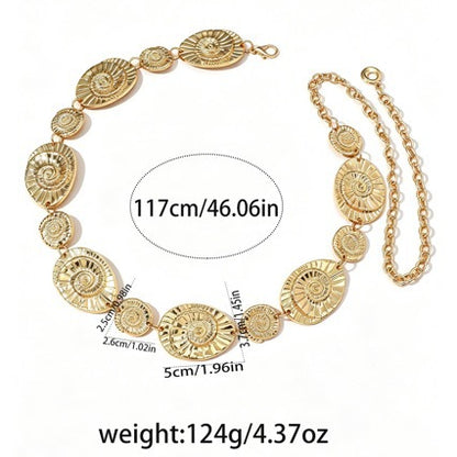 Gold Waist Chain with Nautilus Medallion Design