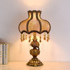 Vintage resin table lamp with fabric shade