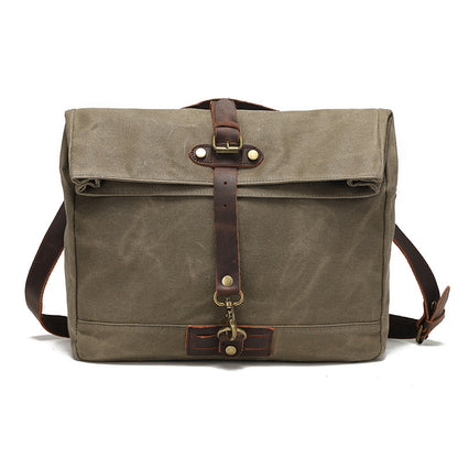 Canvas Messenger Bag with Waxed Finish and Top-Grain Cowhide Leather 2