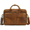 Real Leather Office Bag with Rear Trolley Strap