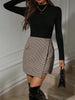 High-waisted houndstooth mini skirt