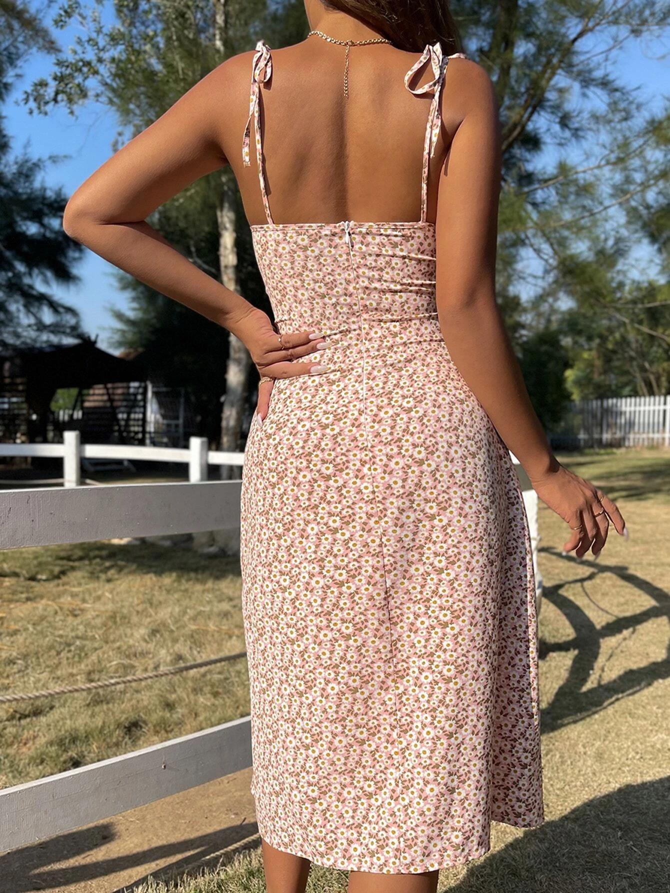 flare high slit slip midi dress