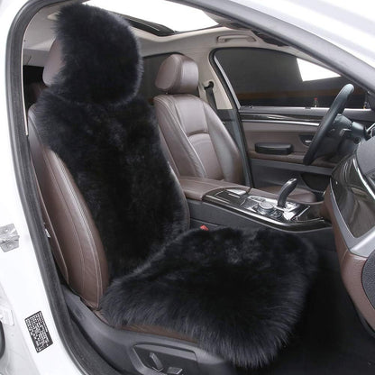 Long Hair Sheepskin Car Seat Cover with Plush Wool Backrest 3