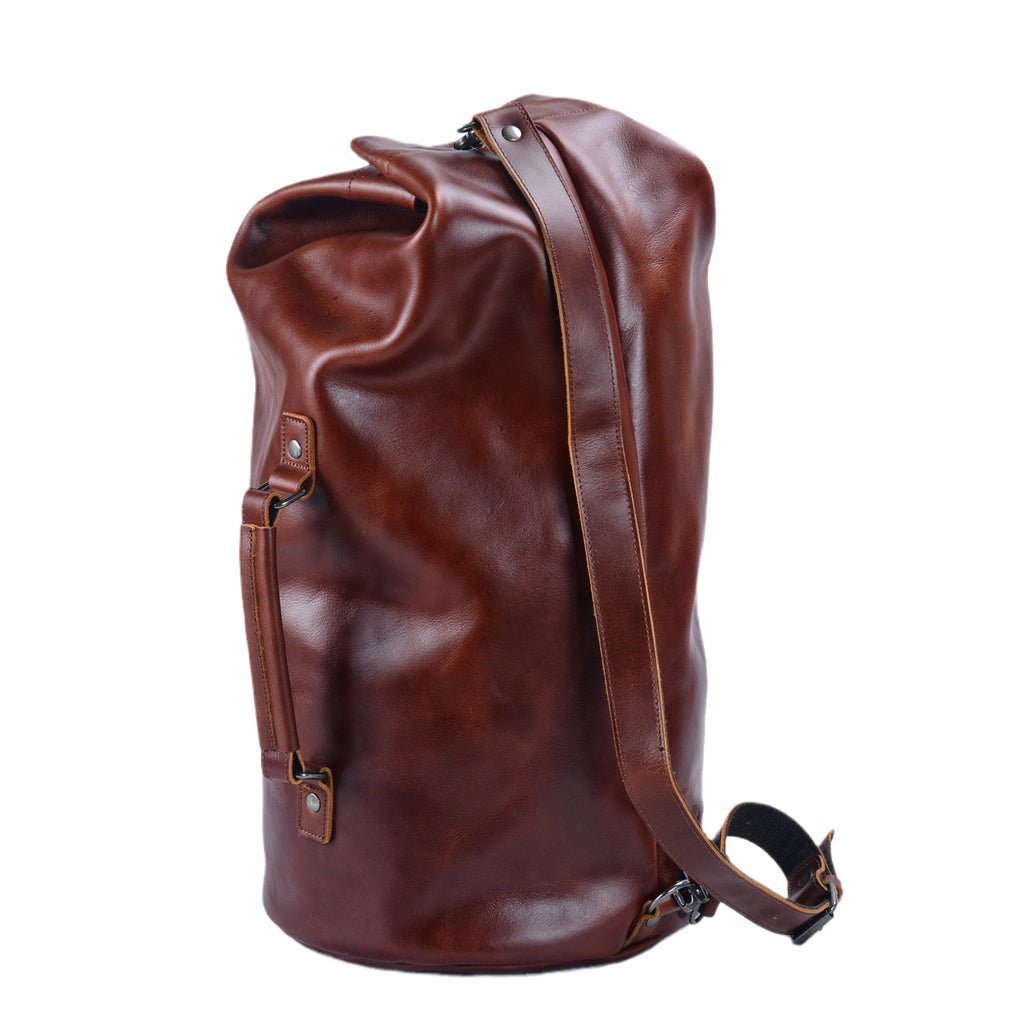 Real Dark Leather Holdall Bag