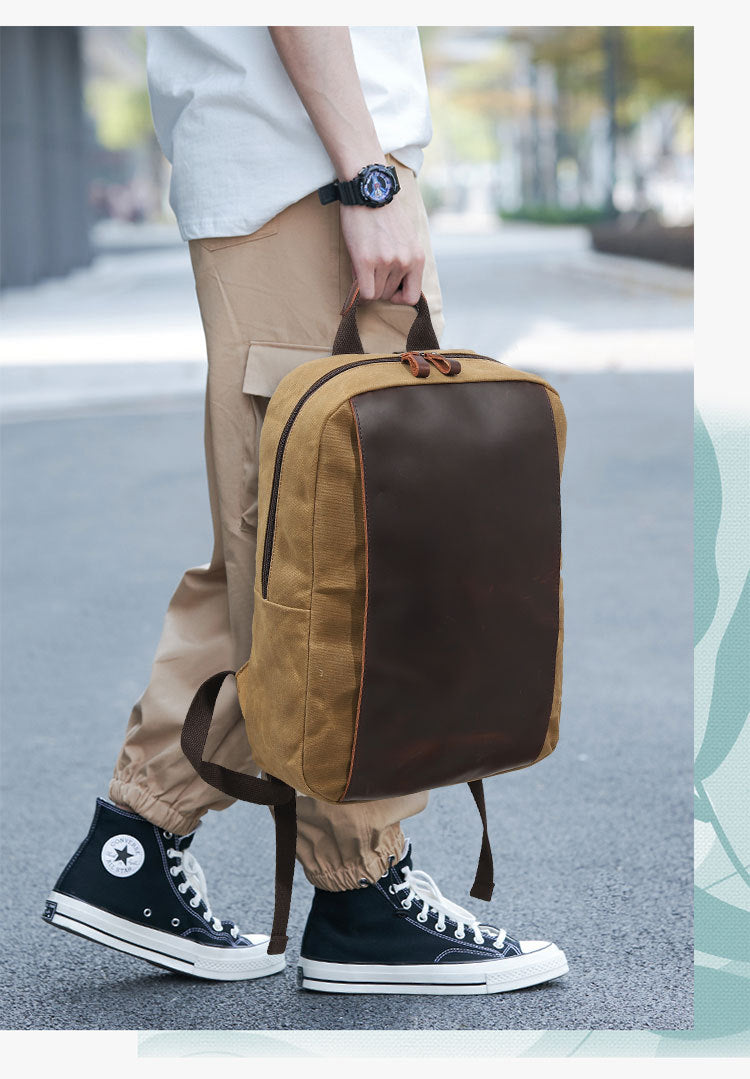 Canvas Laptop Backpack with Luggage Sleeve and 15.6 Inch Storage