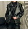 Men’s Oversized Leather Pilot Jacket Black & Brown Biker Style