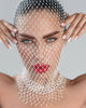 Rhinestone mesh hood women crystal net face cover festival