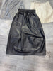 Women Leather Skirt Mid-Length with Pockets & Elastic Waist