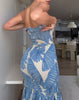 Women Long Summer Dress Printed Strapless Maxi