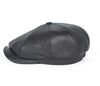 Men's leather newsboy cap with sheepskin