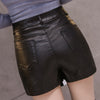 Front Button High Waist Leather Skirt