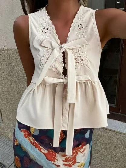 Camisole with Contrast Belt and Square Neckline
