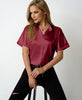 Women Satin Batwing Short Sleeve Shirts