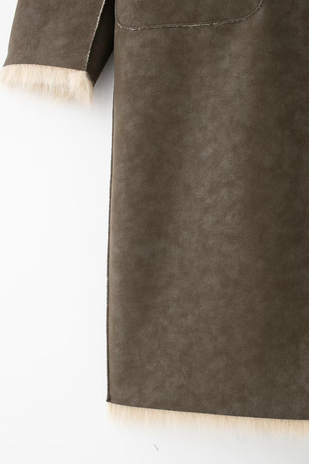 Women Reversible Faux Fur Long Coat Shearling Effect Winter Coat