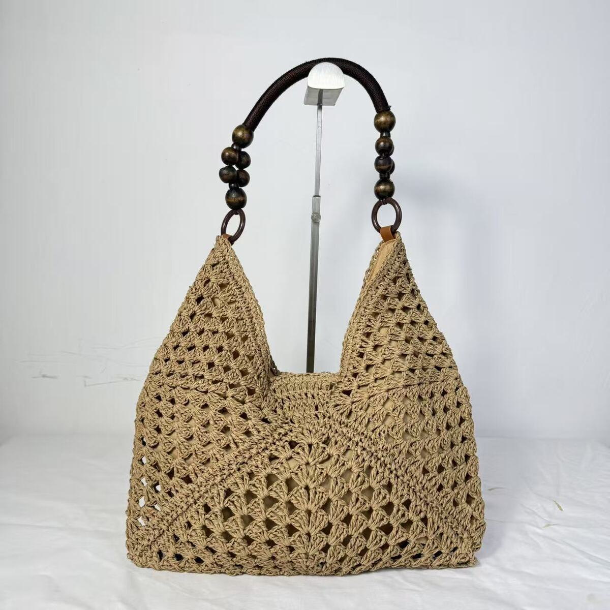Woven straw tote bag for beach holidays