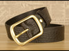 Men Leather Belt with Copper Buckle Crocodile Pattern