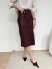 High Waisted PU Leather Pencil Skirt with Front Buttons