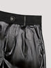 Black Faux Leather High Waisted Shorts for Women with Folded Hem