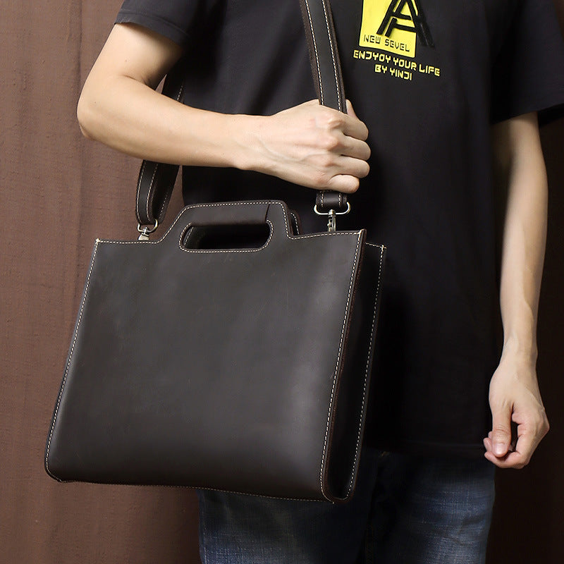 Dark Brown Leather Briefcase Bag